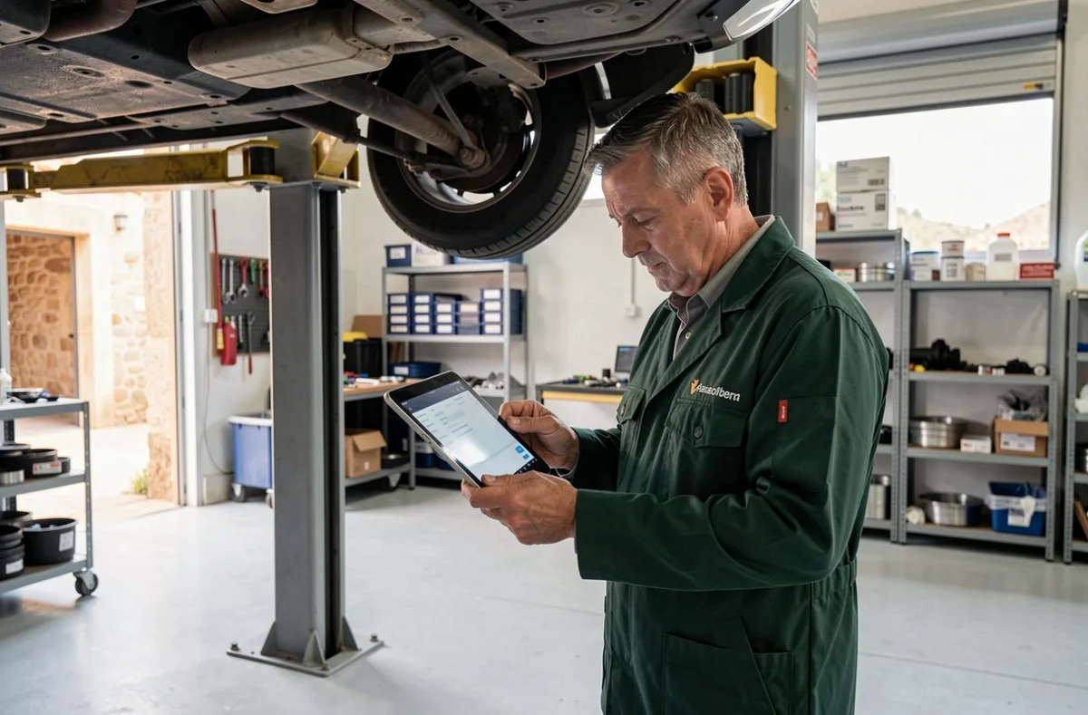 Technicien automobile de BF Services effectuant un diagnostic électronique sur une voiture dans le Vaucluse