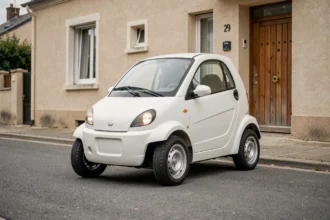 Chatenet CH26 voiture sans permis blanche garée dans une rue résidentielle française