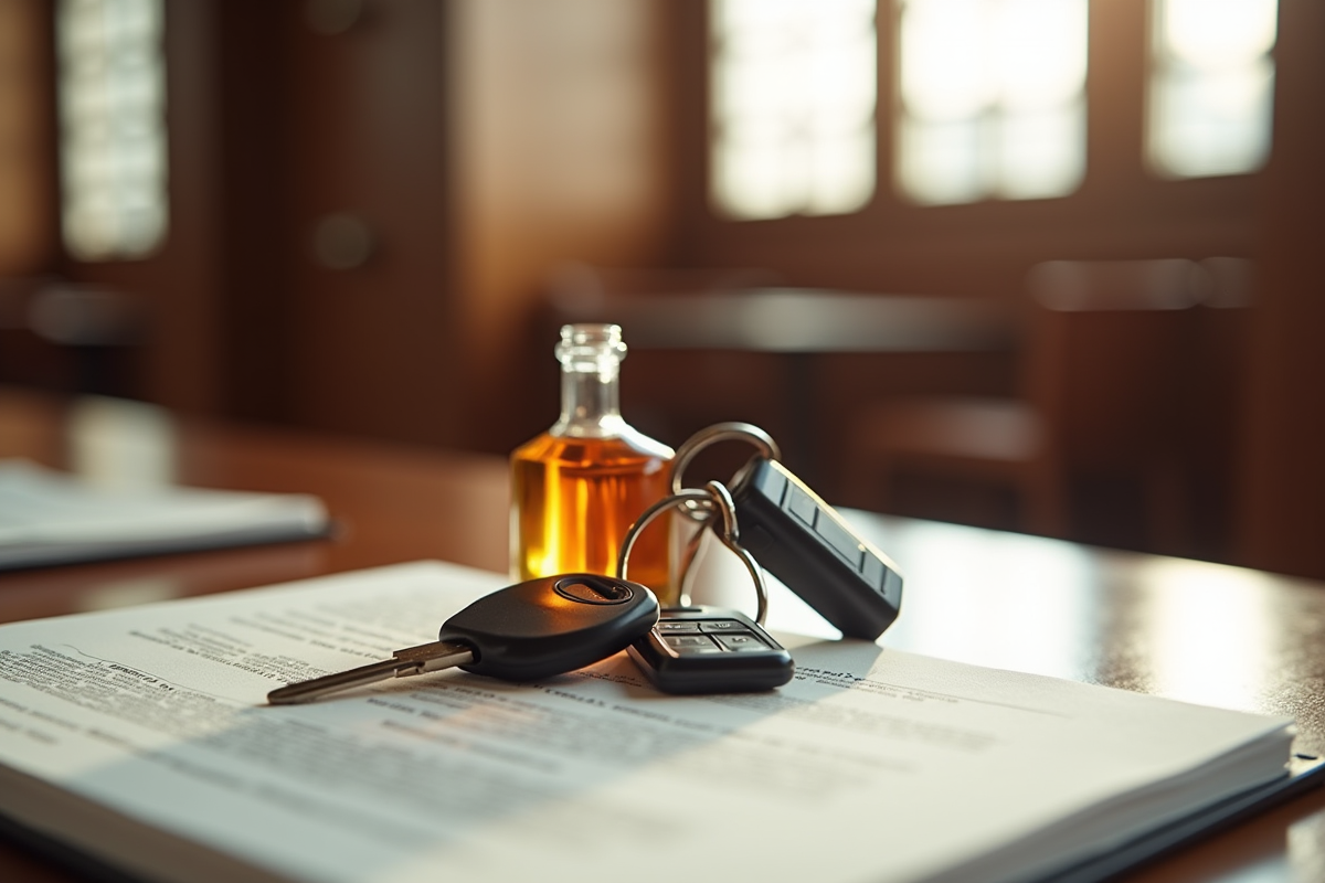 Clés de voiture avec petite bouteille d