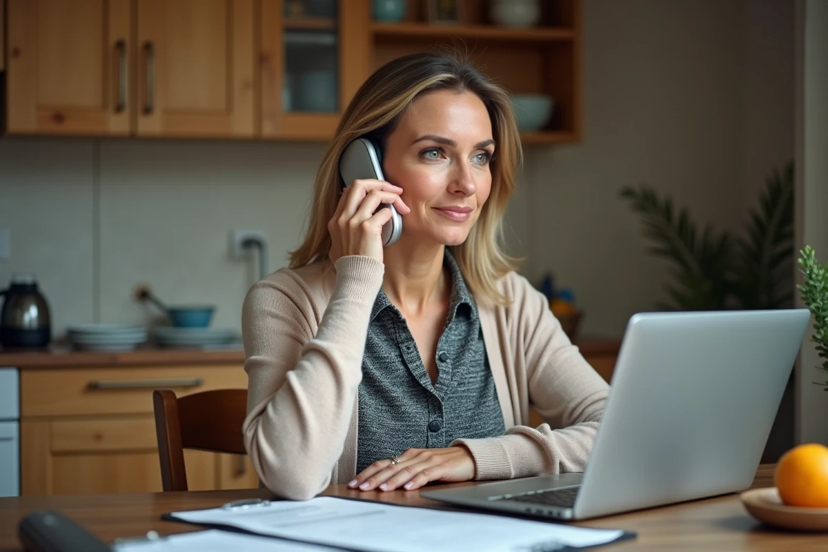 Femme discutant au téléphone avec documents de voiture