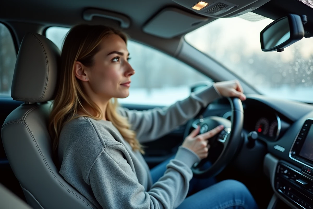 Jeune femme au volant d