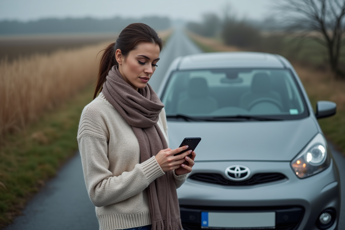 Femme lisant sur son smartphone à côté d