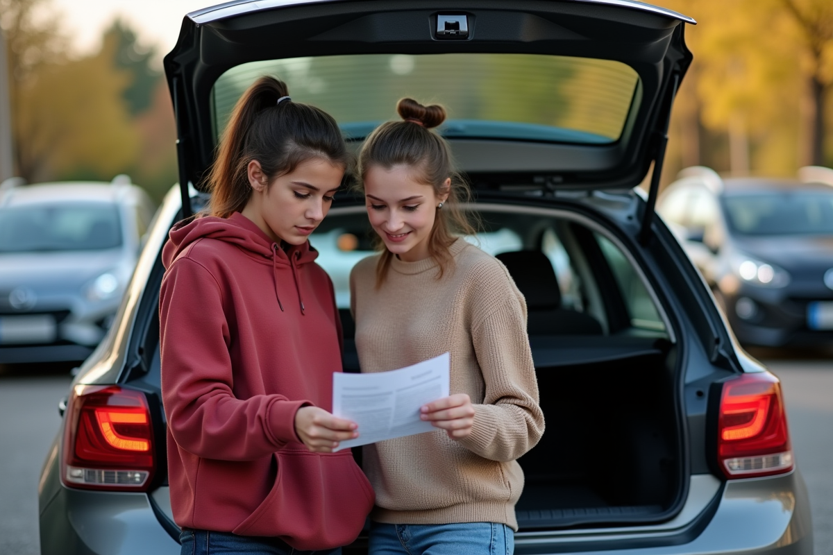Femme et adolescente vérifiant un document d