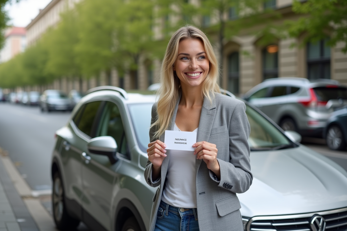 Jeune femme souriante avec carte d