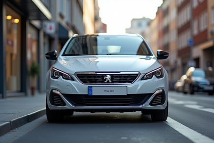 Peugeot 308 GT Line stationnée en ville en journée