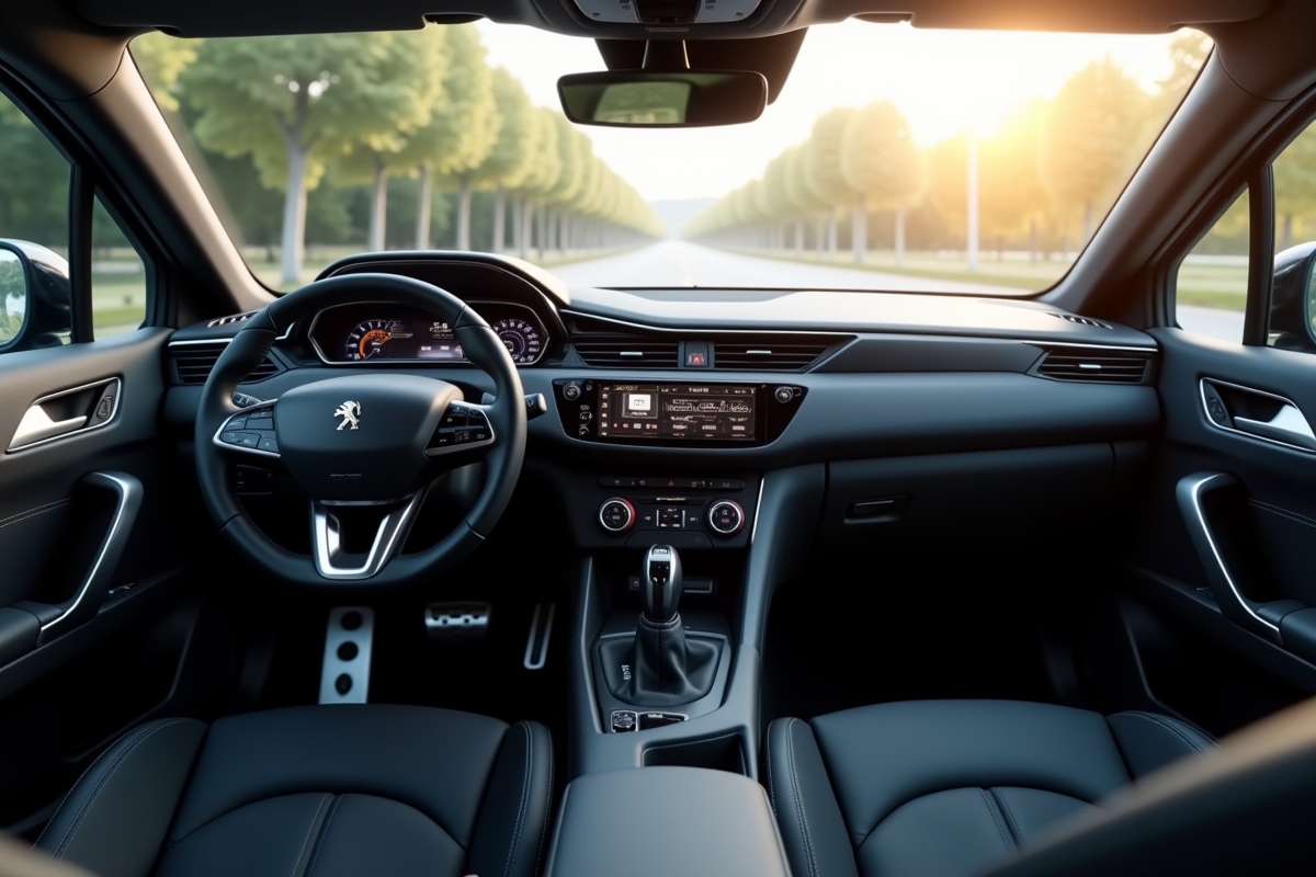 Intérieur du cockpit avec tableau de bord numérique